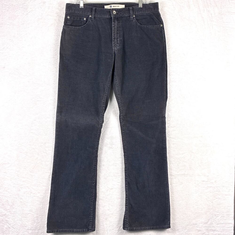 VTG Gap Boot Fit Corduroy Pants Mens 34x34 Black Faded Y2K Preppy Classic